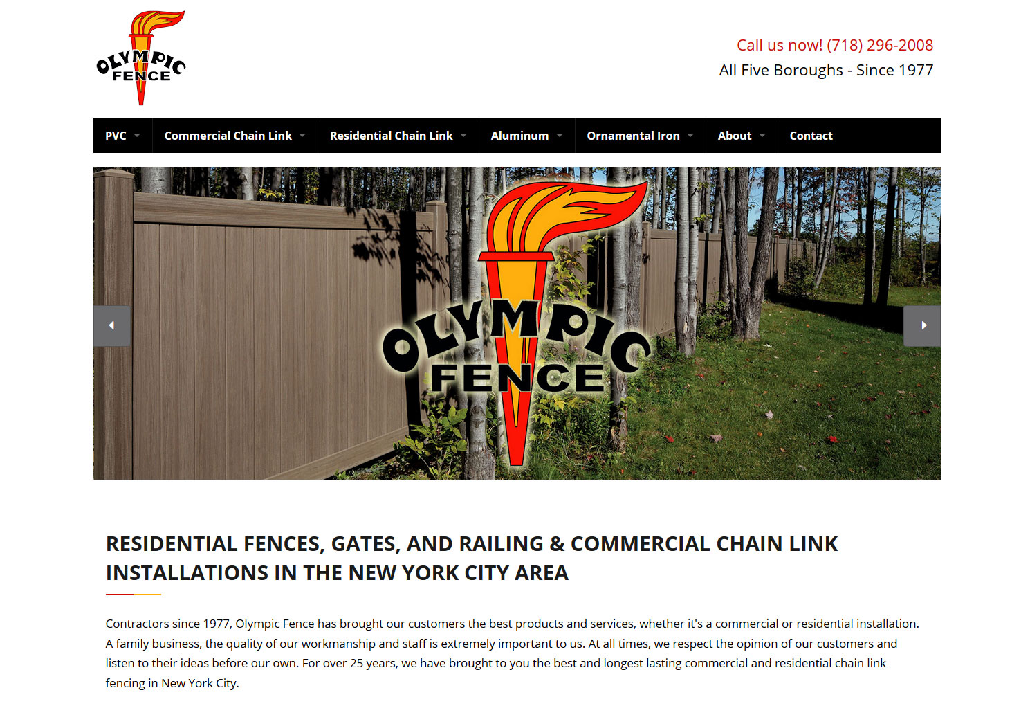 Olympic Fence website by Staten Island Web Designers NB Technologies